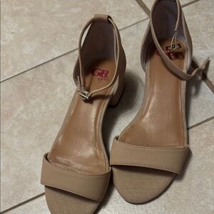 GB Girls Tan Heels with Ankle Strap